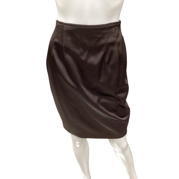 VTG Cache 2 Piece Set Jacket+Skirt Women’s Size 6 Sheer Sleeve Zipper Dark Brown - Picture 5 of 9